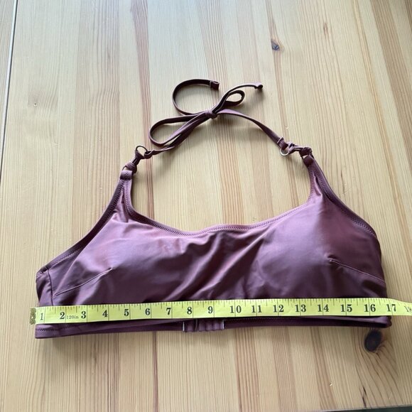 NWT Aerie Brown Halter Swim Top Beach Padded Pool Bikini Top Solid XL - Picture 3 of 5